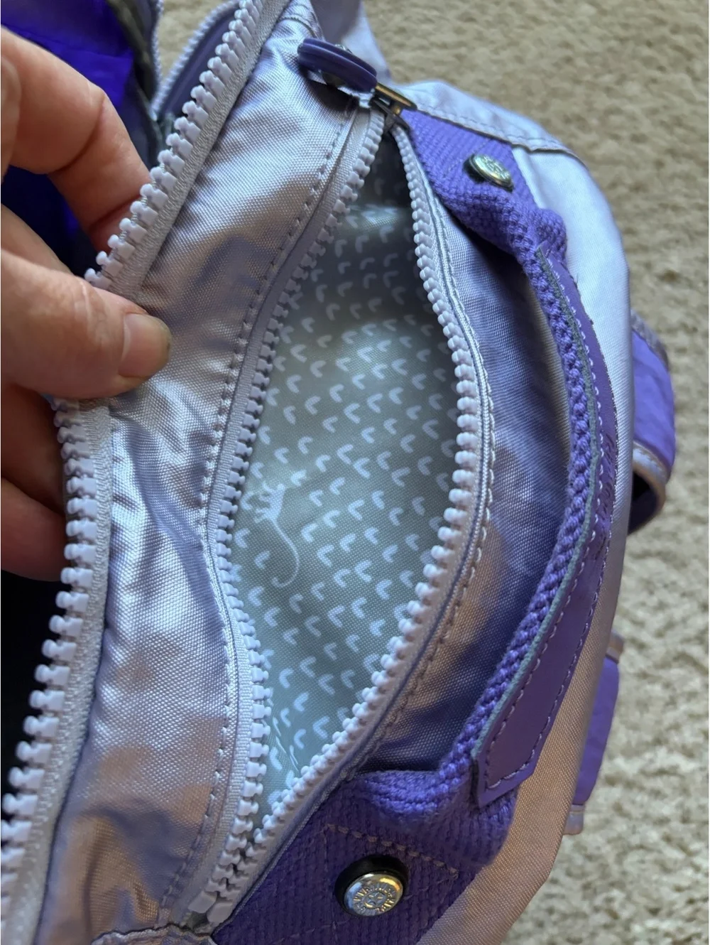 Kipling Seoul Large Metallic Purple Laptop Backpack  NWOT two tone